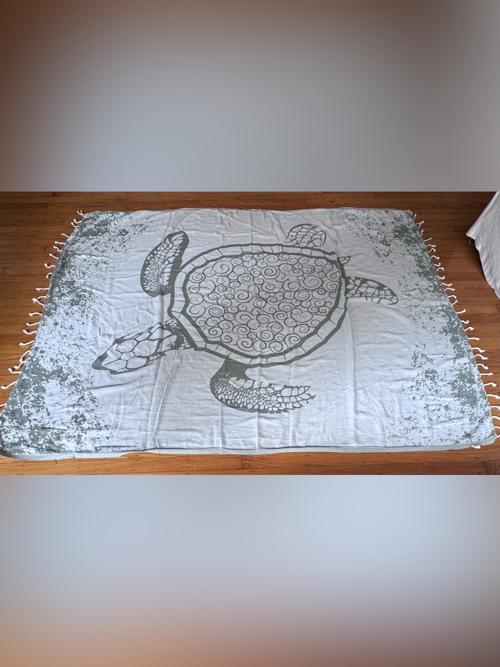 Sand Cloud Organic Turkish Cotton Sea Turtle Beach Towel  Blanket Sage Green - Picture 3 of 11
